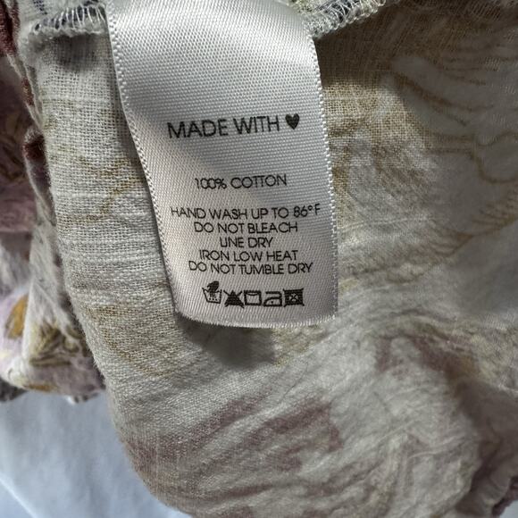 Arula Womens Top size X Floral Gray Boho Tiered Short Sleeve Blouse Hippie Art - Picture 5 of 9